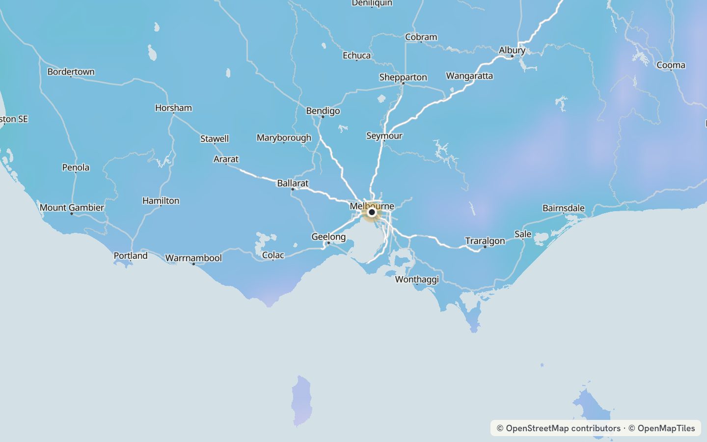 Comfort map around Melbourne: 57 just-right days a year