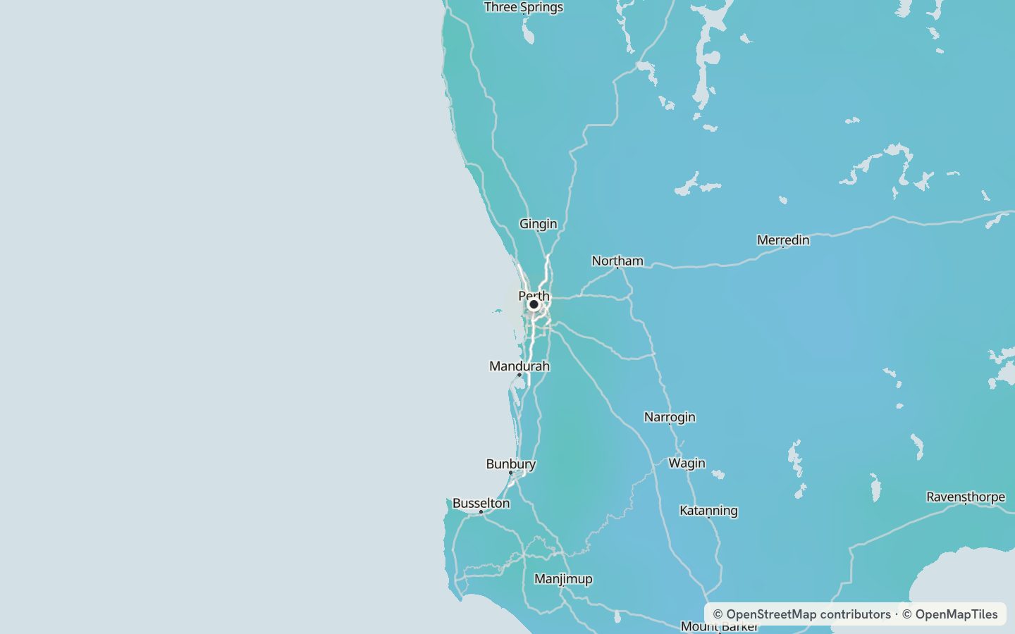 Comfort map around Perth: 75 just-right days a year