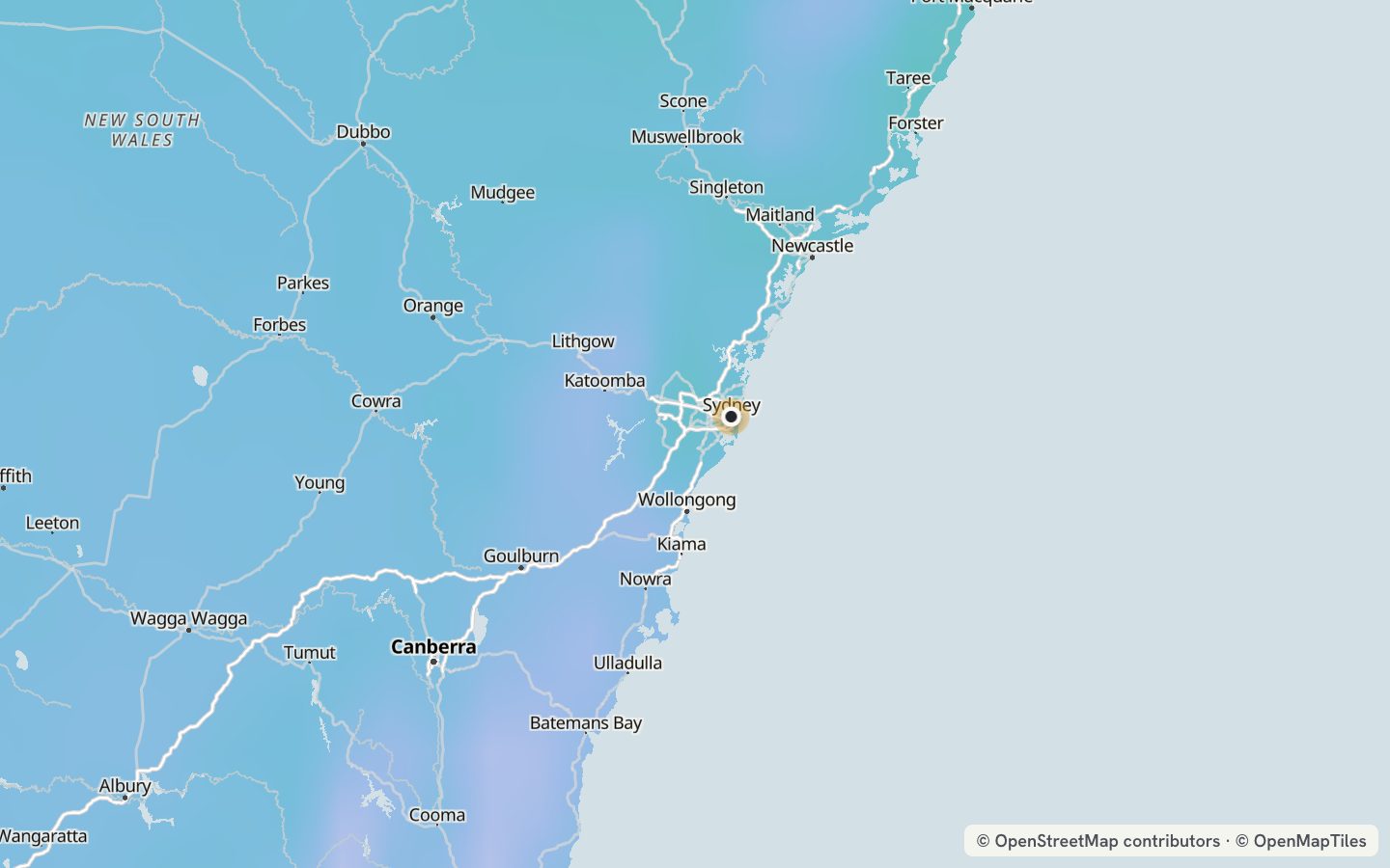 Comfort map around Sydney: 67 just-right days a year
