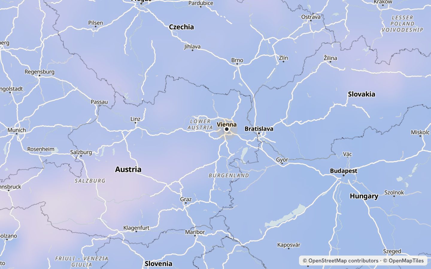 Comfort map around Vienna: 31 just-right days a year