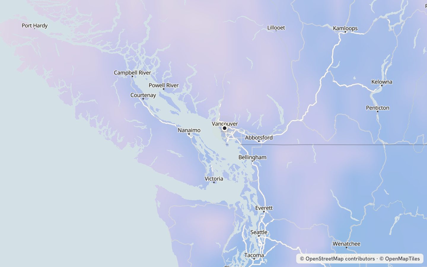 Comfort map around Vancouver: 32 just-right days a year