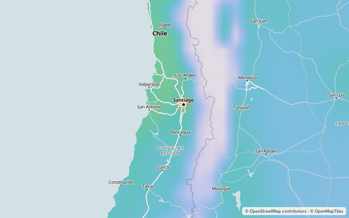 Comfort map around Santiago: 91 just-right days a year
