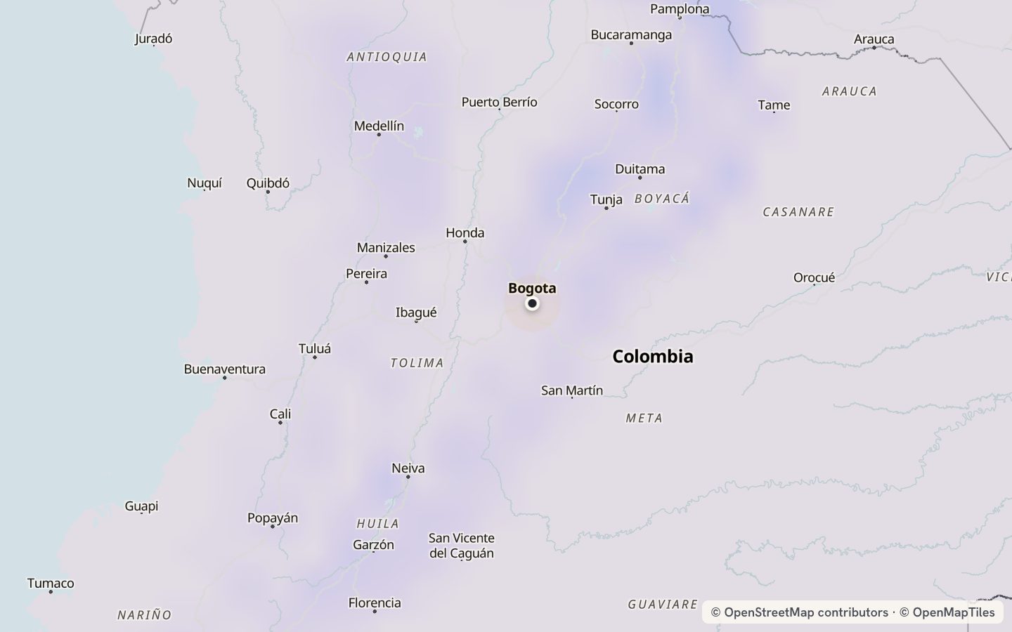 Comfort map around Bogotá: 1 just-right days a year