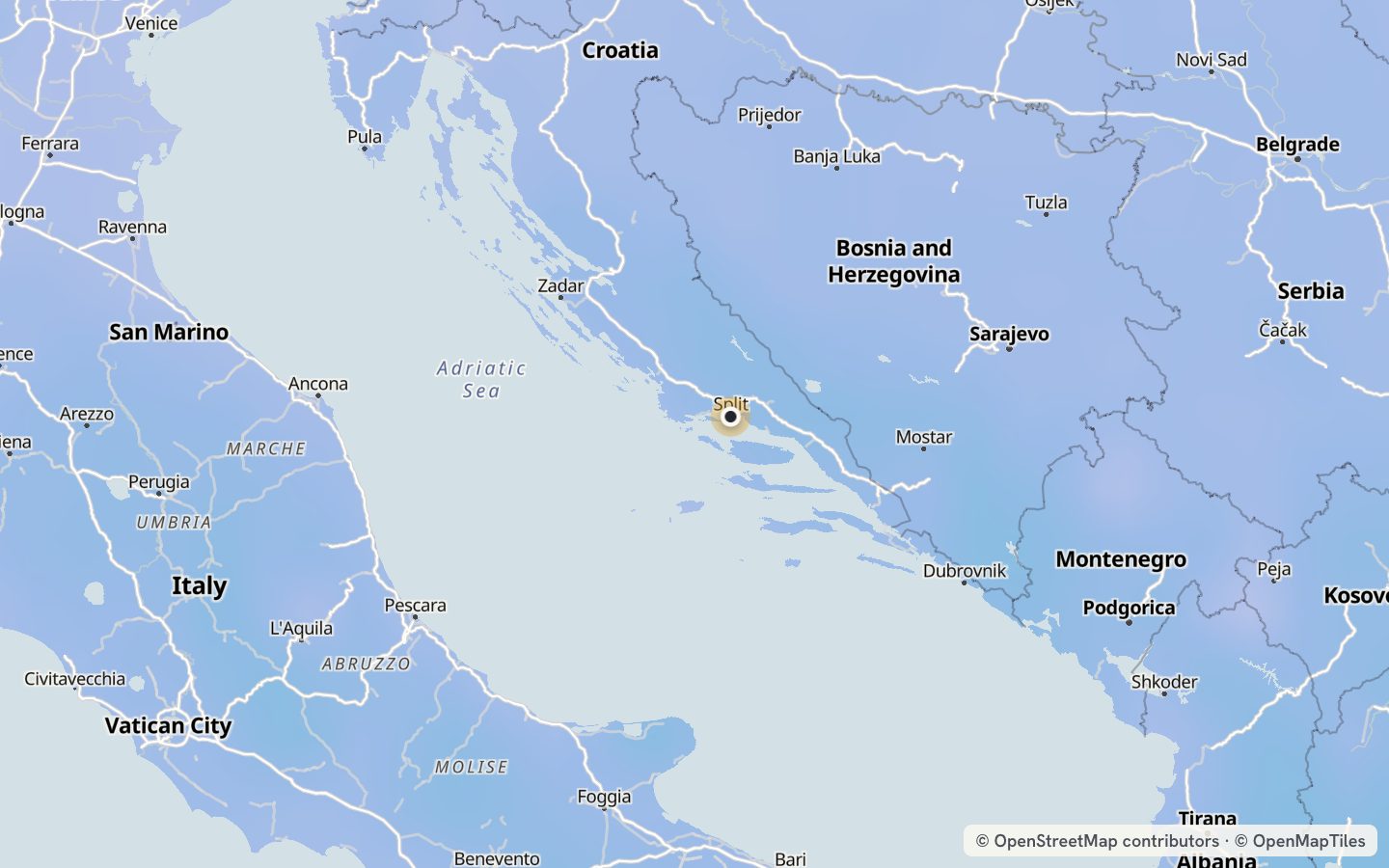 Comfort map around Split: 42 just-right days a year