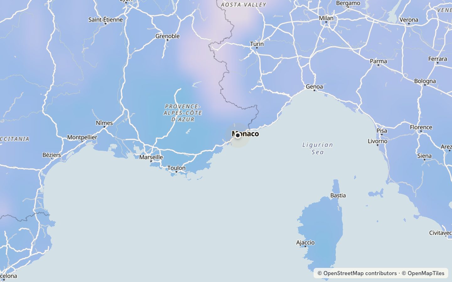 Comfort map around Nice: 42 just-right days a year