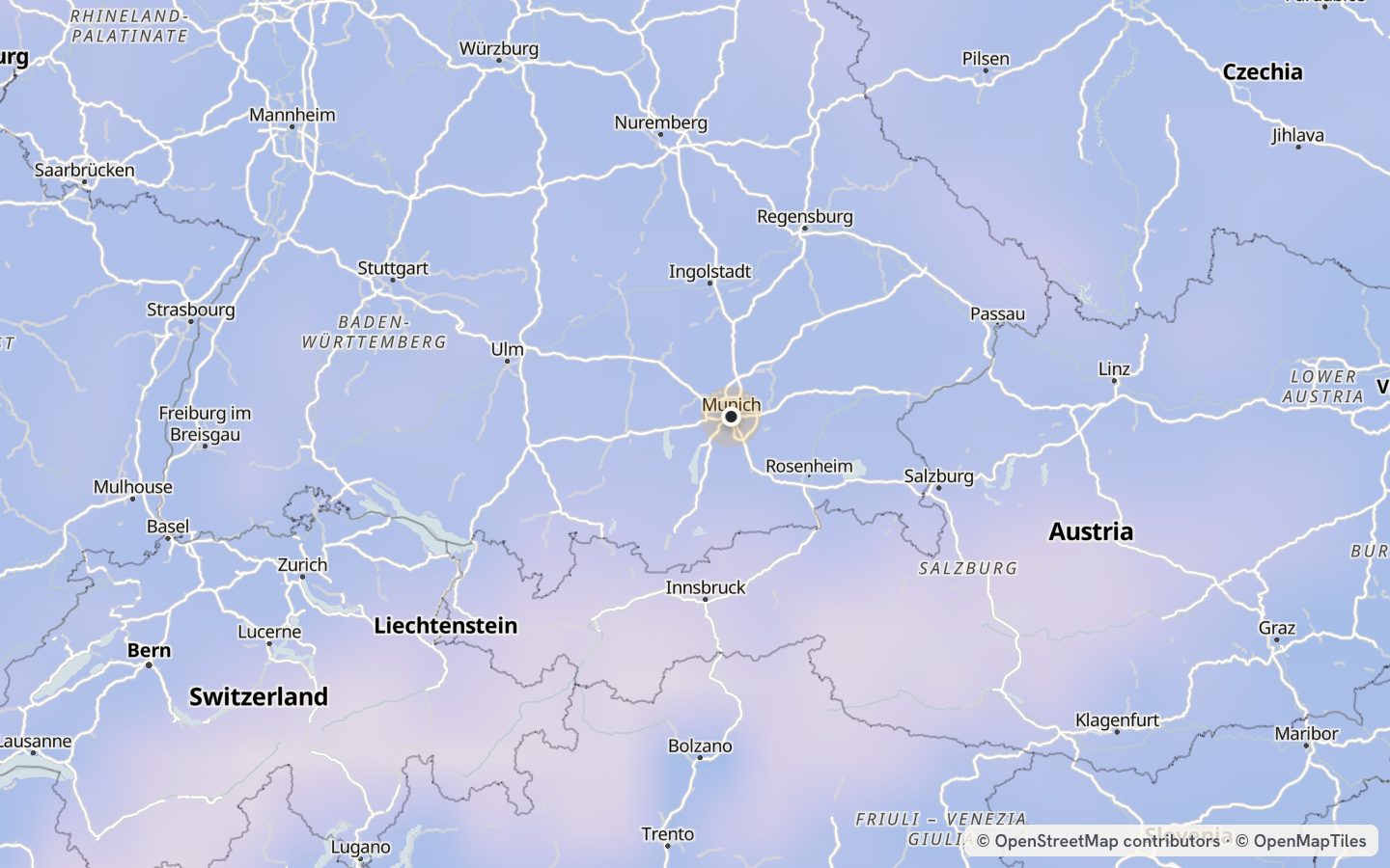 Comfort map around Munich: 29 just-right days a year