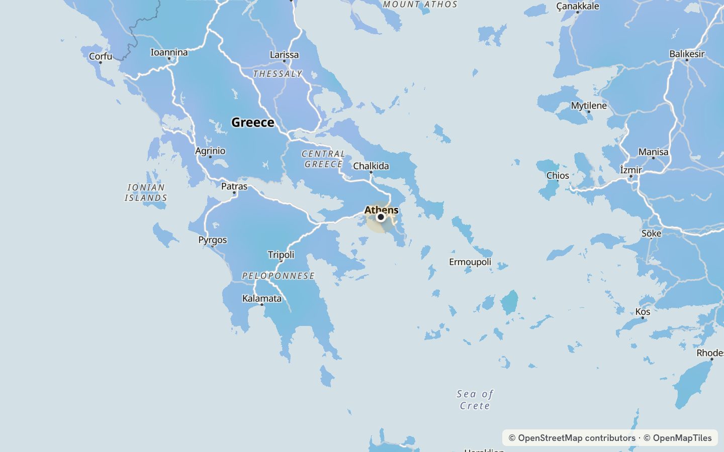 Comfort map around Athens: 47 just-right days a year