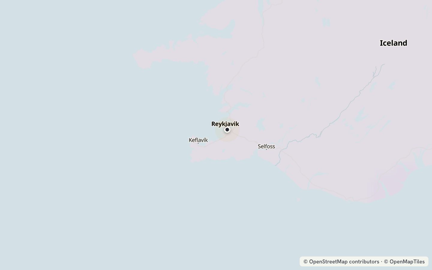 Comfort map around Reykjavík: 0 just-right days a year
