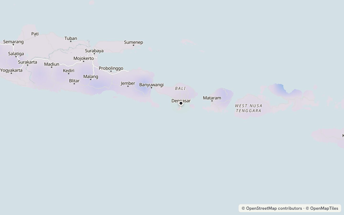 Comfort map around Denpasar: 1 just-right days a year