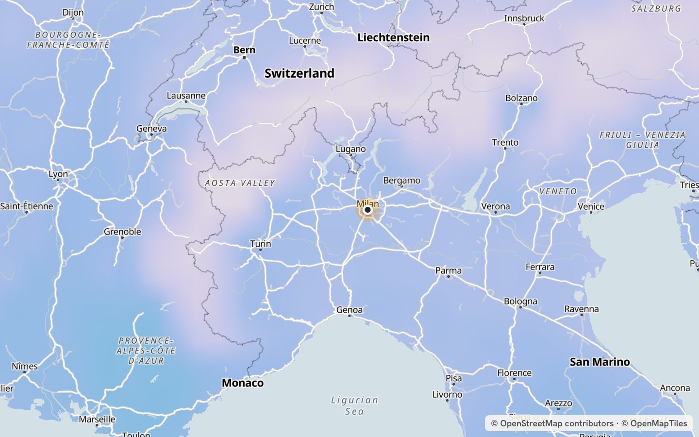 Comfort map around Milan: 30 just-right days a year