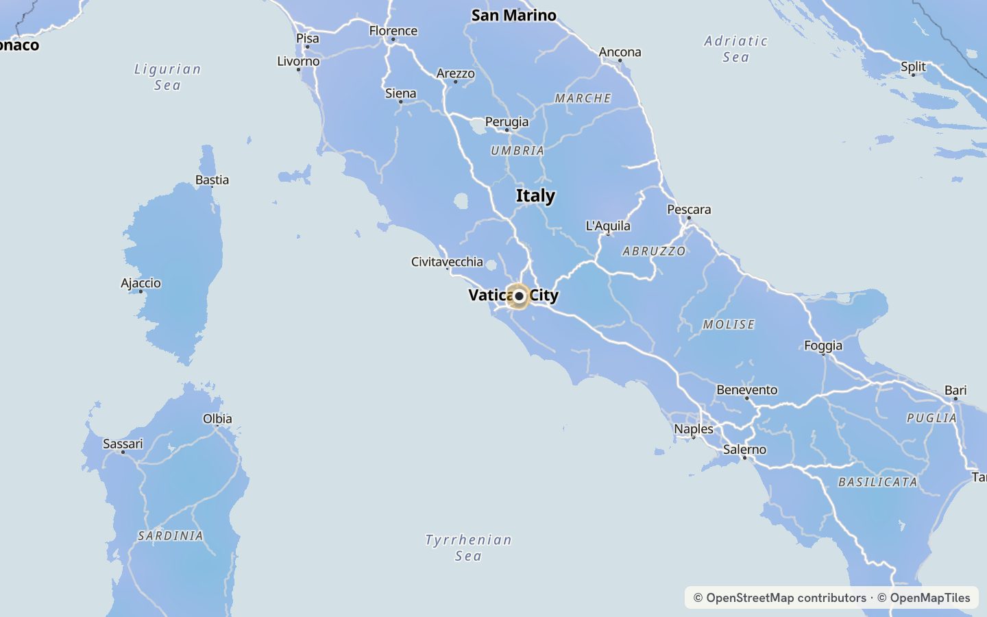 Comfort map around Rome: 37 just-right days a year