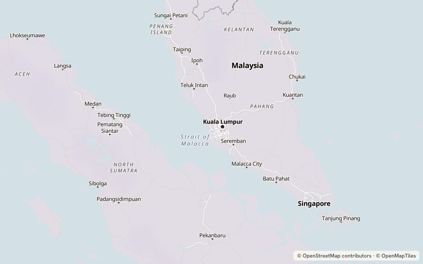 Comfort map around Kuala Lumpur: 0 just-right days a year