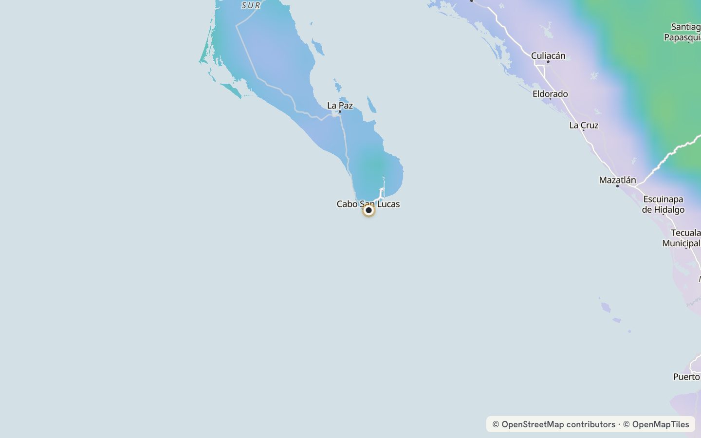 Comfort map around Cabo San Lucas: 49 just-right days a year