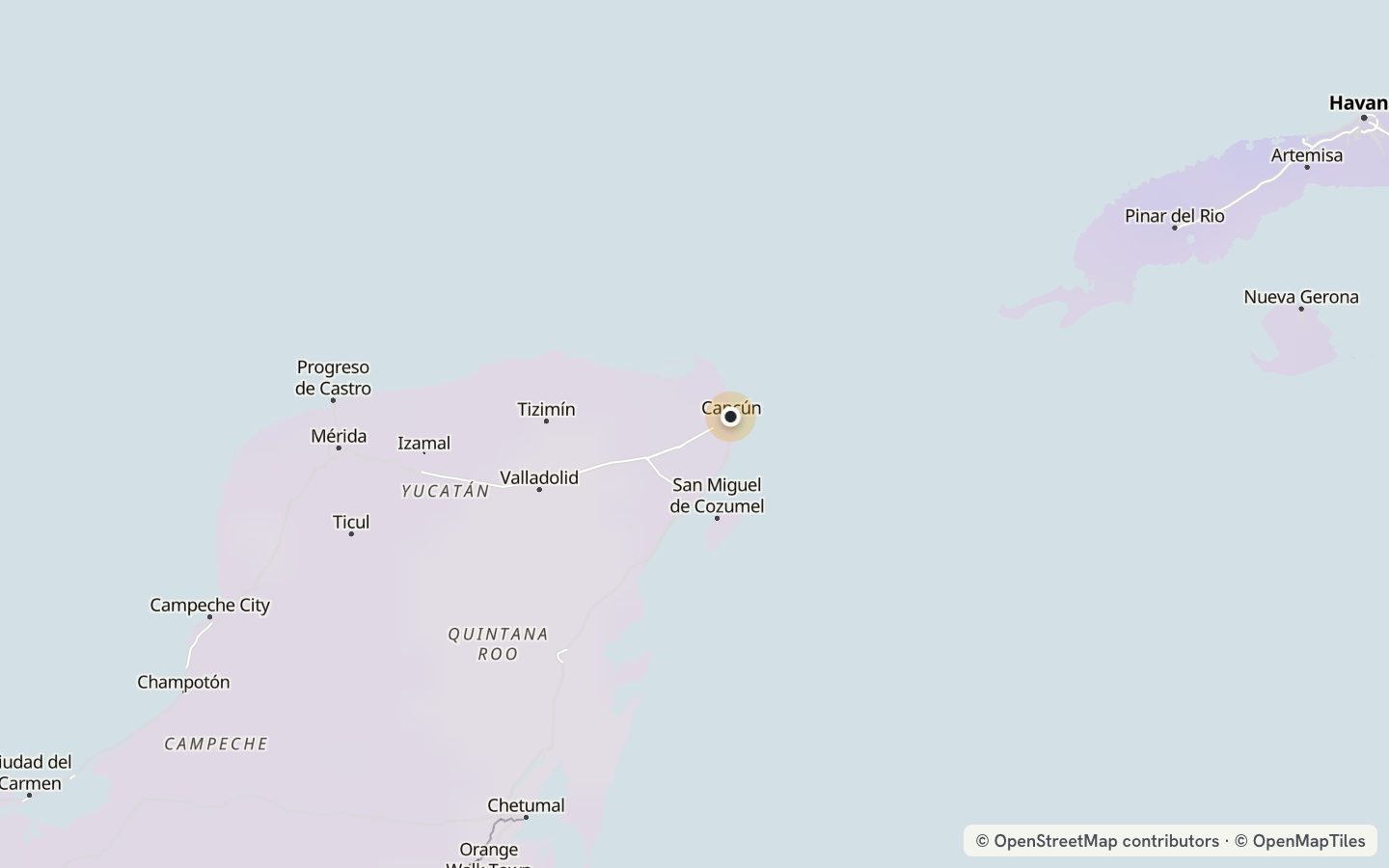 Comfort map around Cancún: 1 just-right days a year