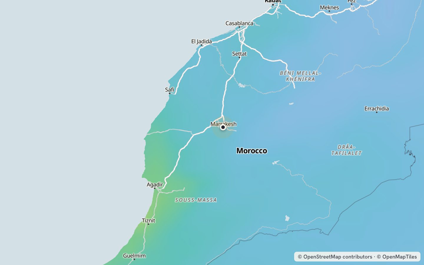 Comfort map around Marrakesh: 67 just-right days a year