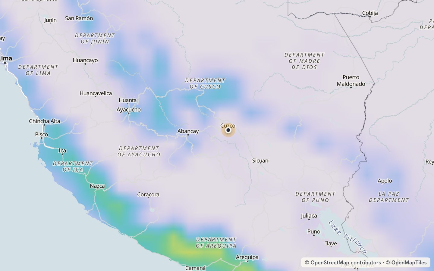 Comfort map around Cusco: 1 just-right days a year