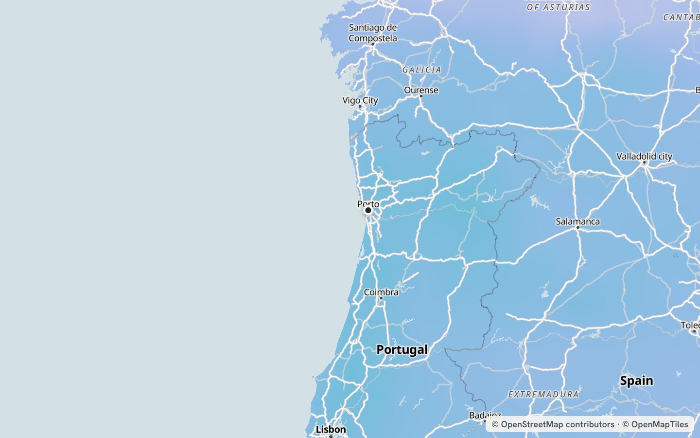 Comfort map around Porto: 58 just-right days a year