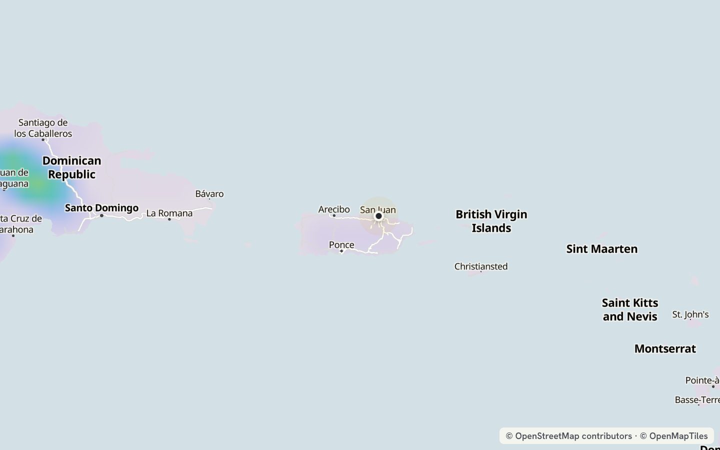 Comfort map around San Juan: 0 just-right days a year