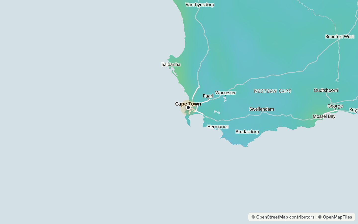 Comfort map around Cape Town: 93 just-right days a year