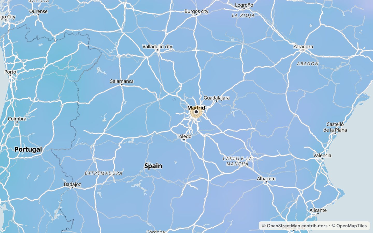 Comfort map around Madrid: 44 just-right days a year