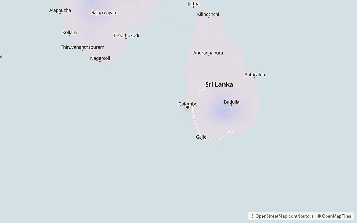 Comfort map around Colombo: 0 just-right days a year