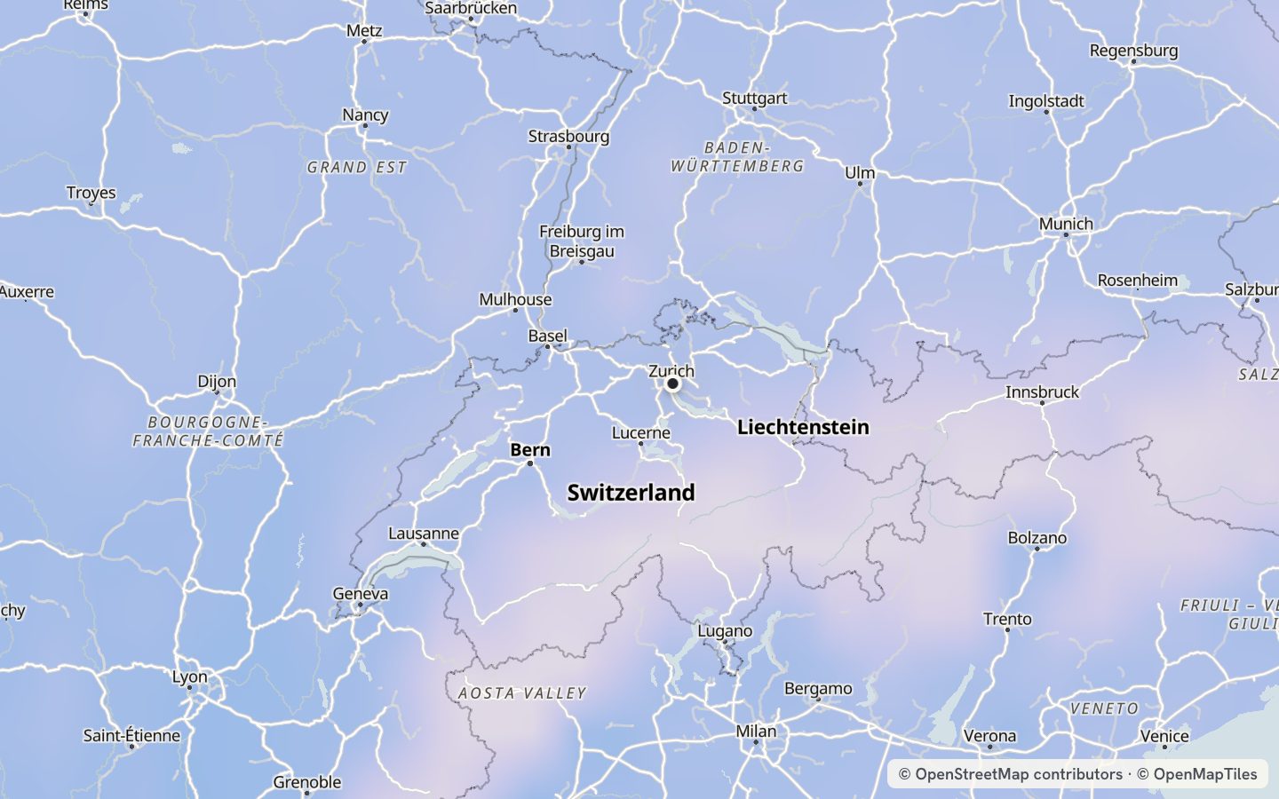Comfort map around Zürich: 30 just-right days a year