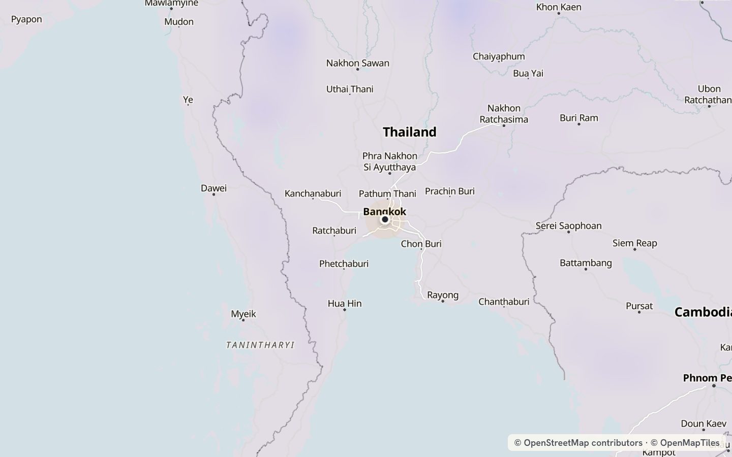 Comfort map around Bangkok: 0 just-right days a year