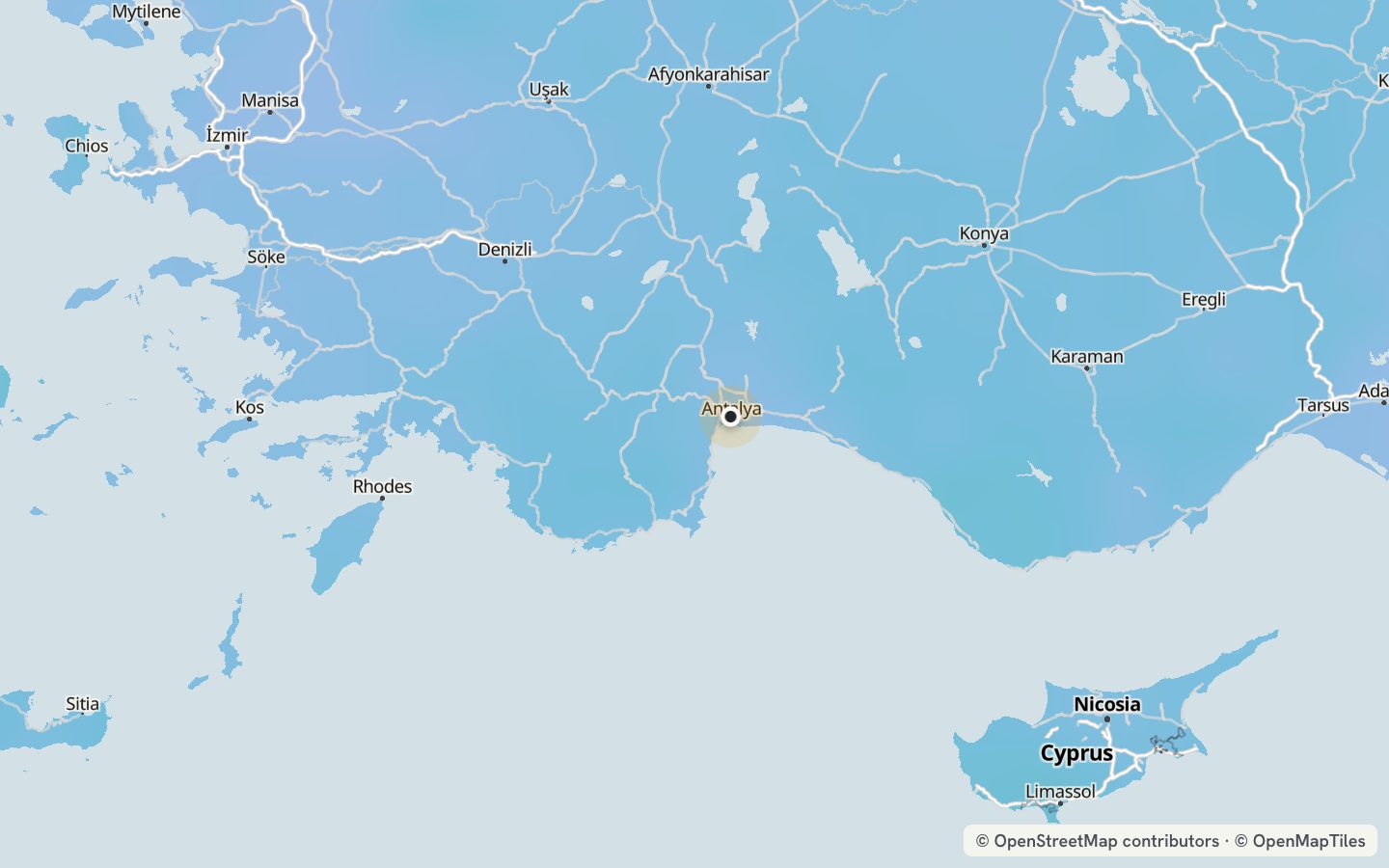 Comfort map around Antalya: 44 just-right days a year