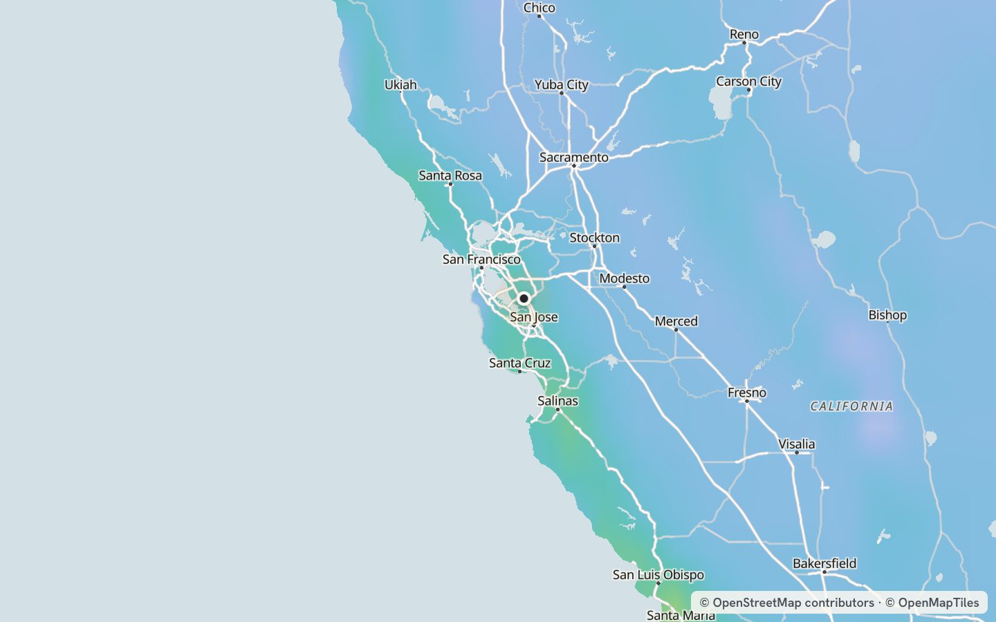 Comfort map around Fremont: 75 just-right days a year