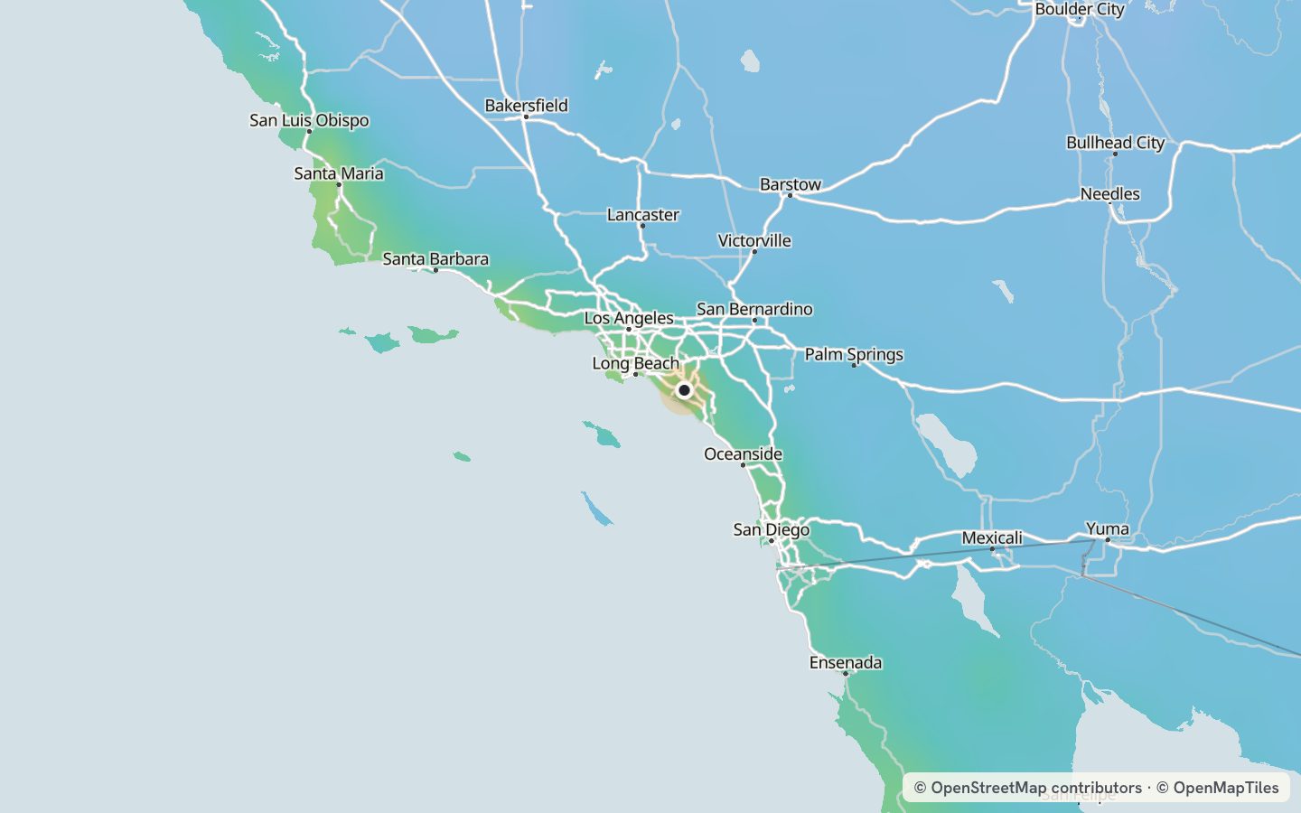 Comfort map around Irvine: 112 just-right days a year