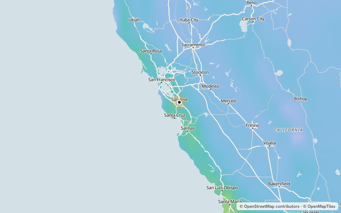 Comfort map around San Jose: 75 just-right days a year