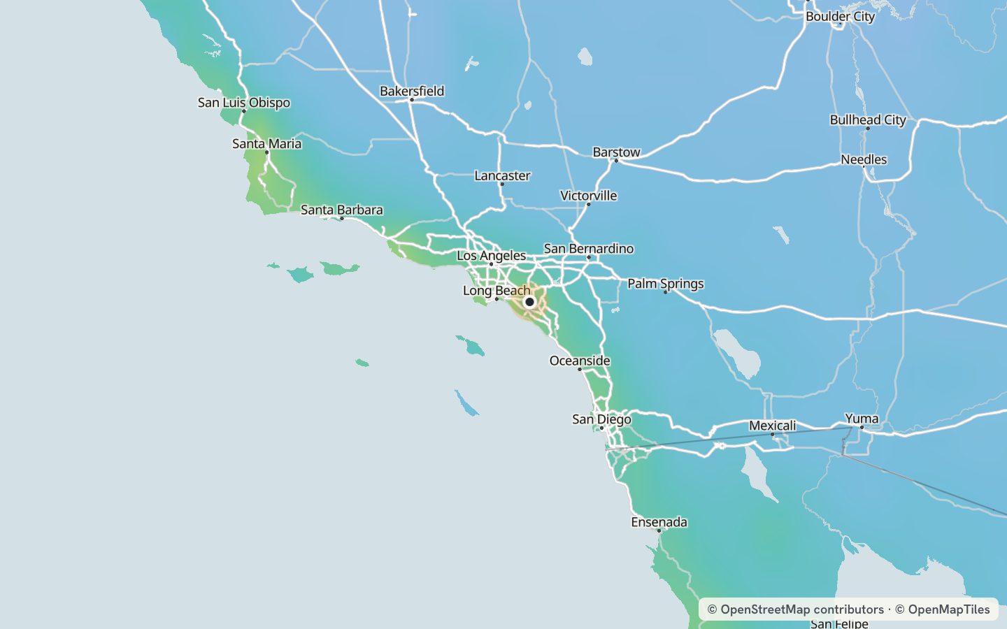 Comfort map around Santa Ana: 112 just-right days a year