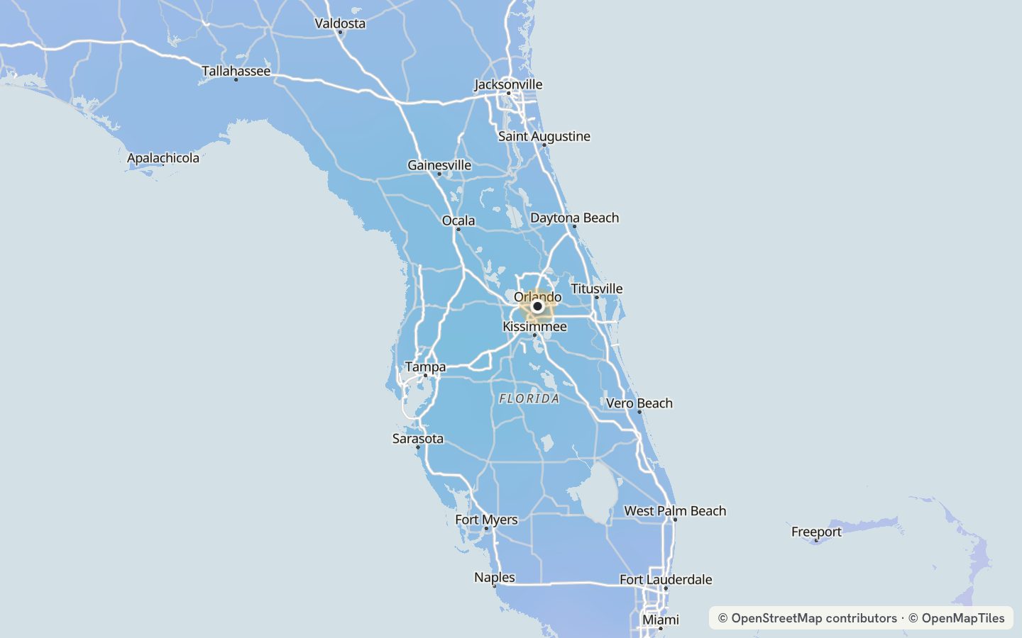 Comfort map around Orlando: 53 just-right days a year