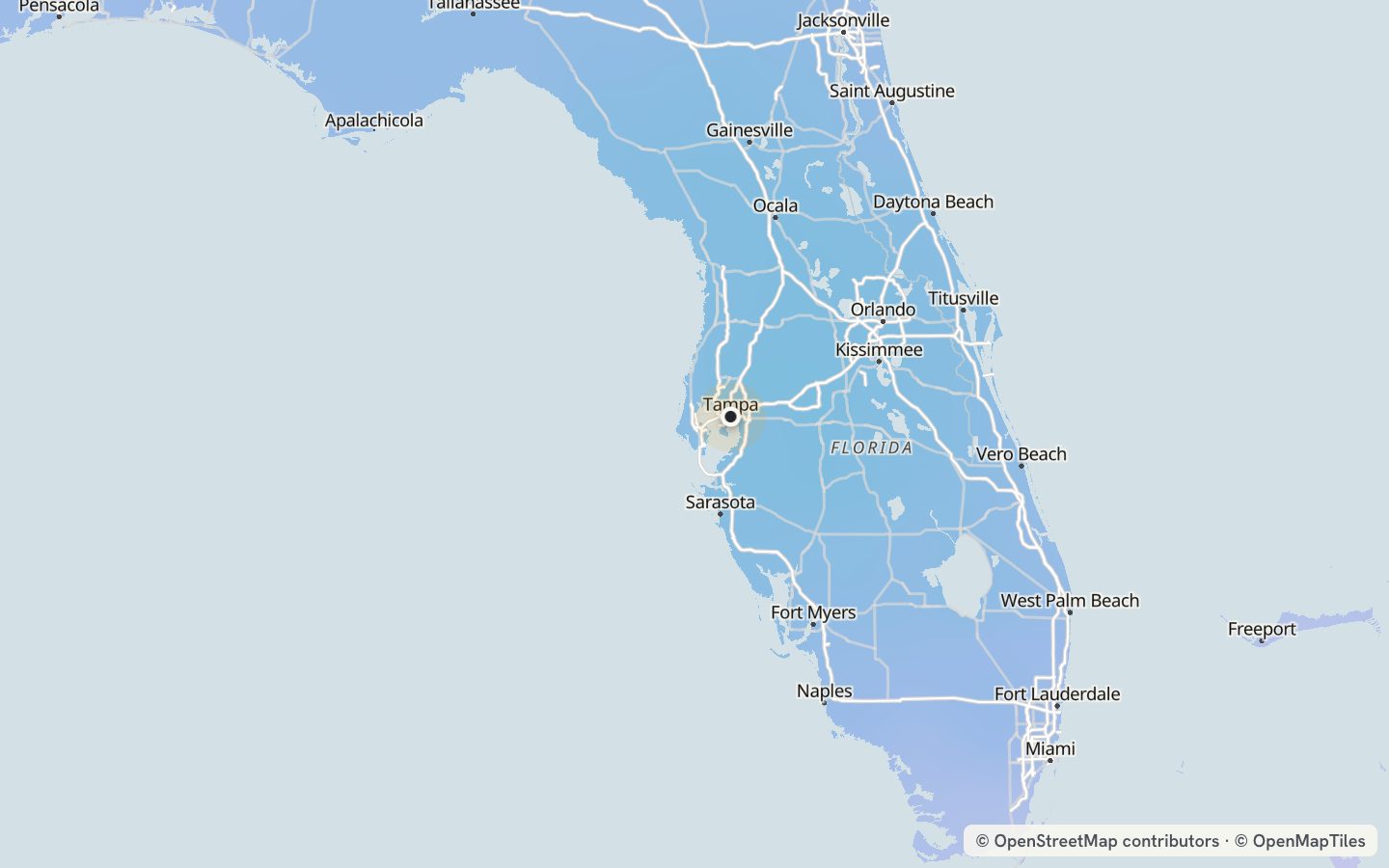 Comfort map around Tampa: 51 just-right days a year