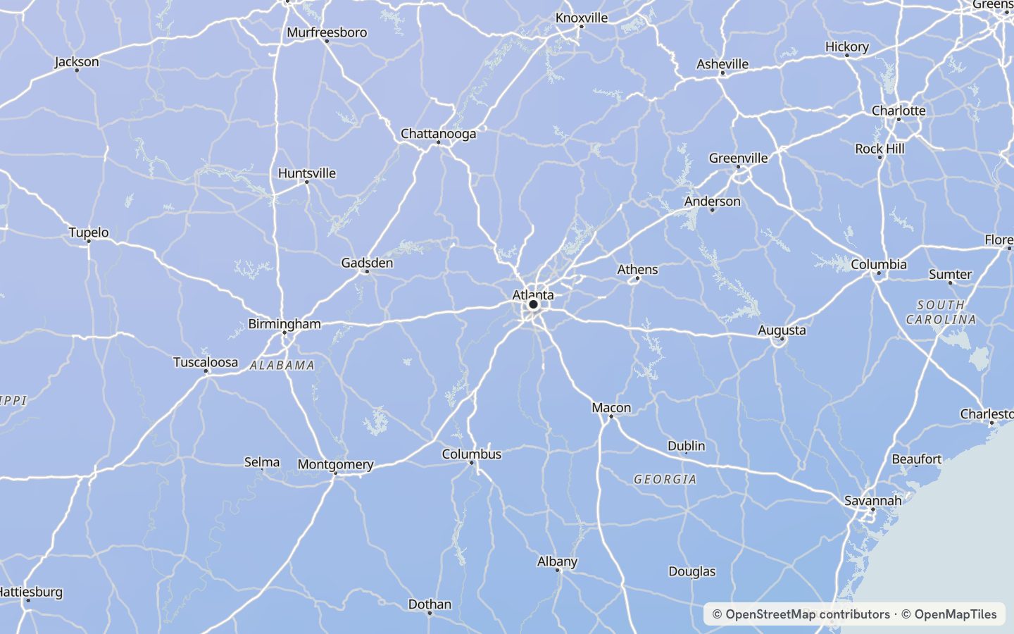 Comfort map around Atlanta: 31 just-right days a year