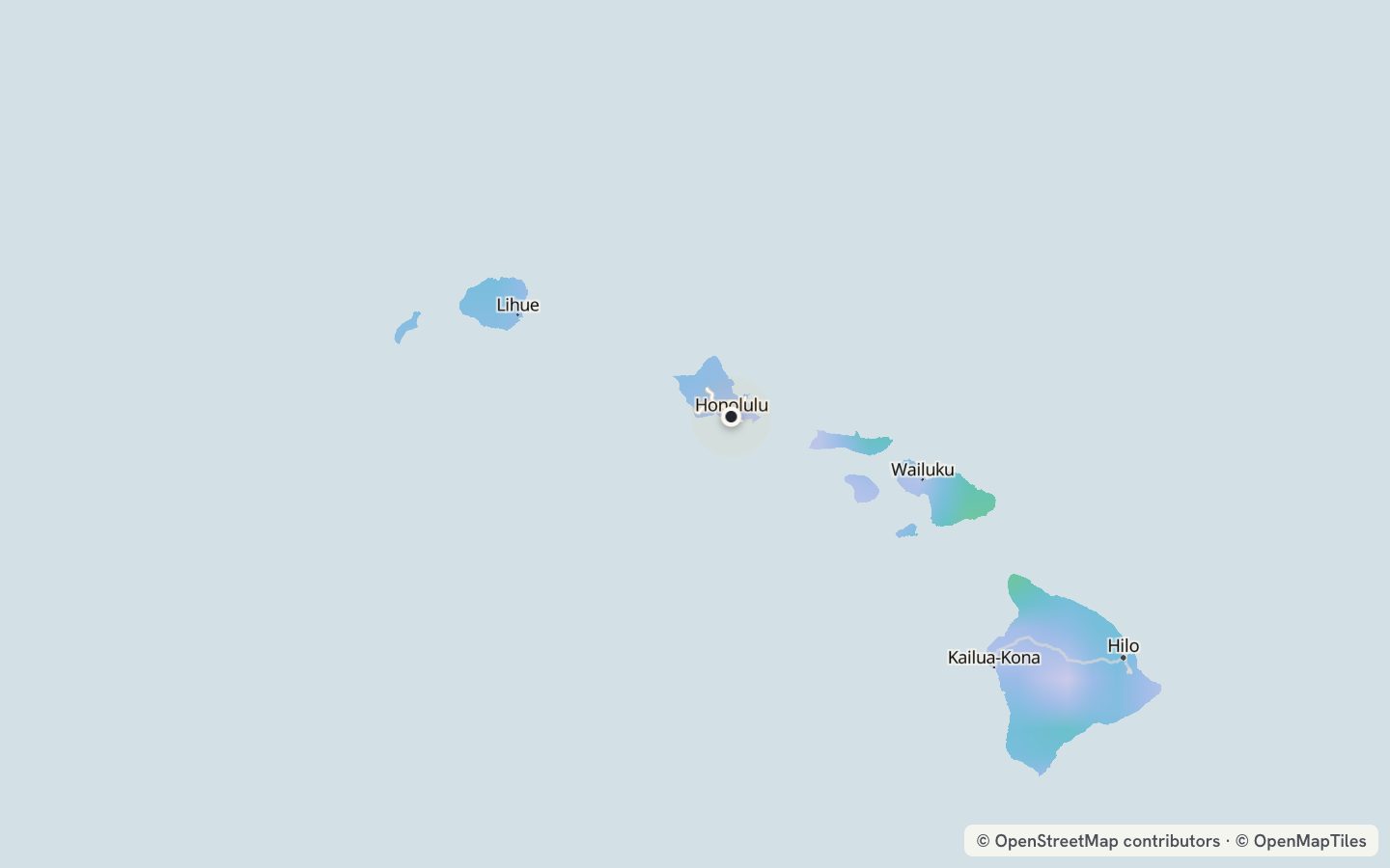Comfort map around Honolulu: 16 just-right days a year
