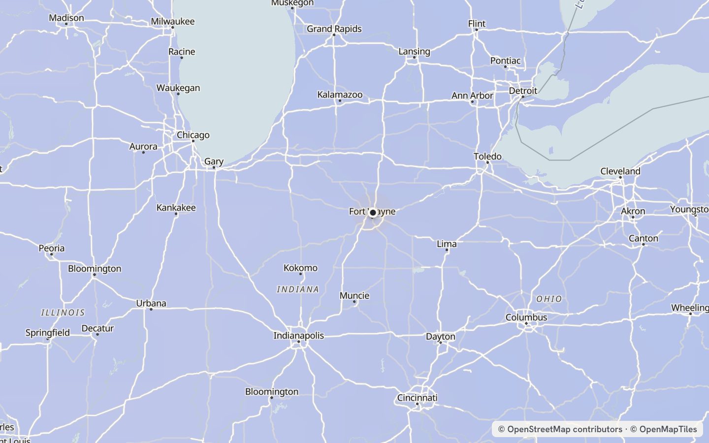 Comfort map around Fort Wayne: 23 just-right days a year