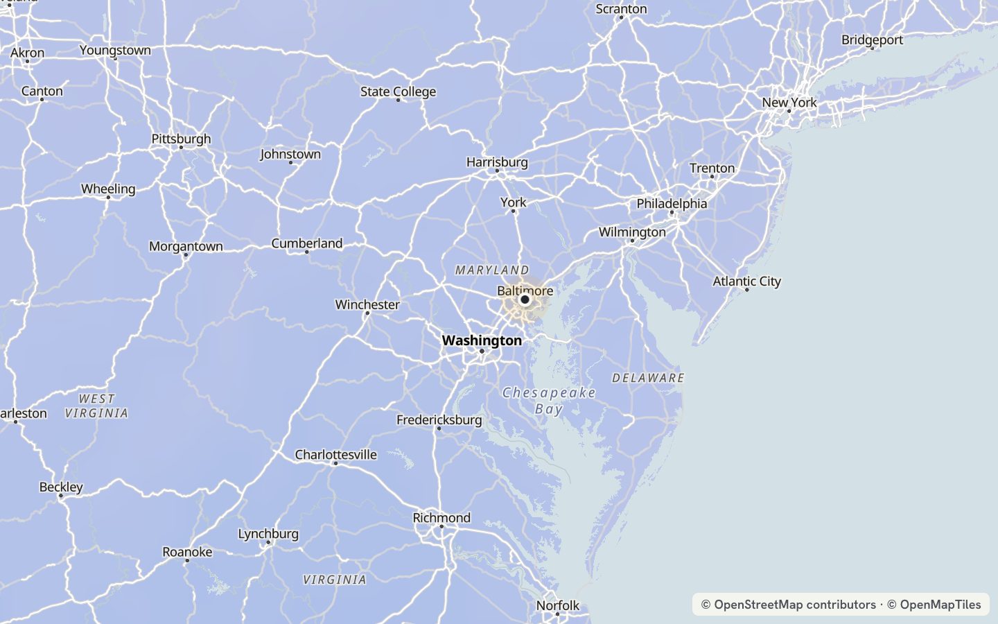 Comfort map around Baltimore: 25 just-right days a year
