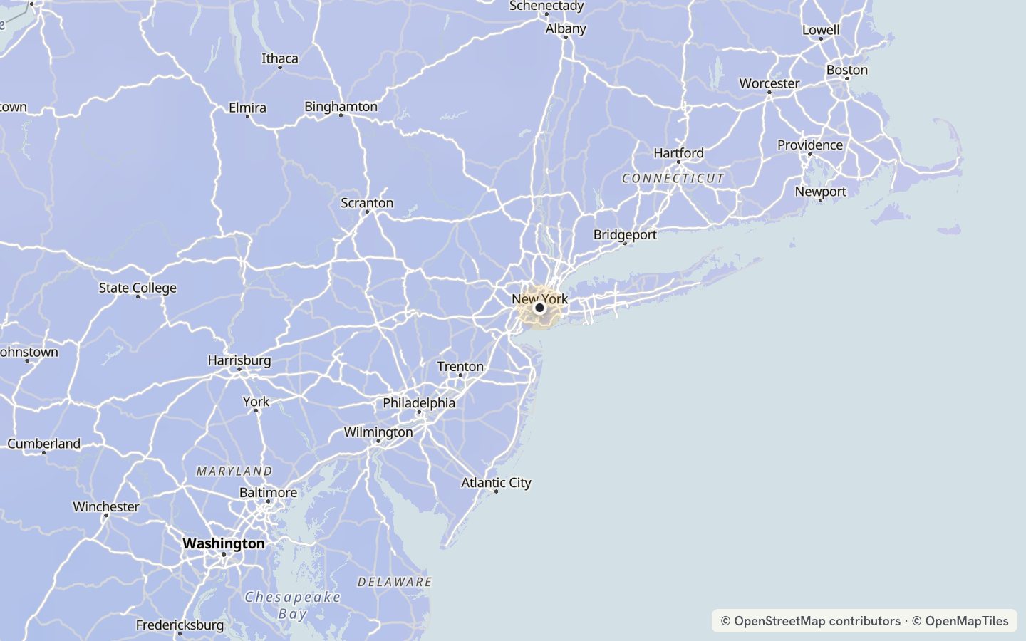 Comfort map around New York City: 24 just-right days a year
