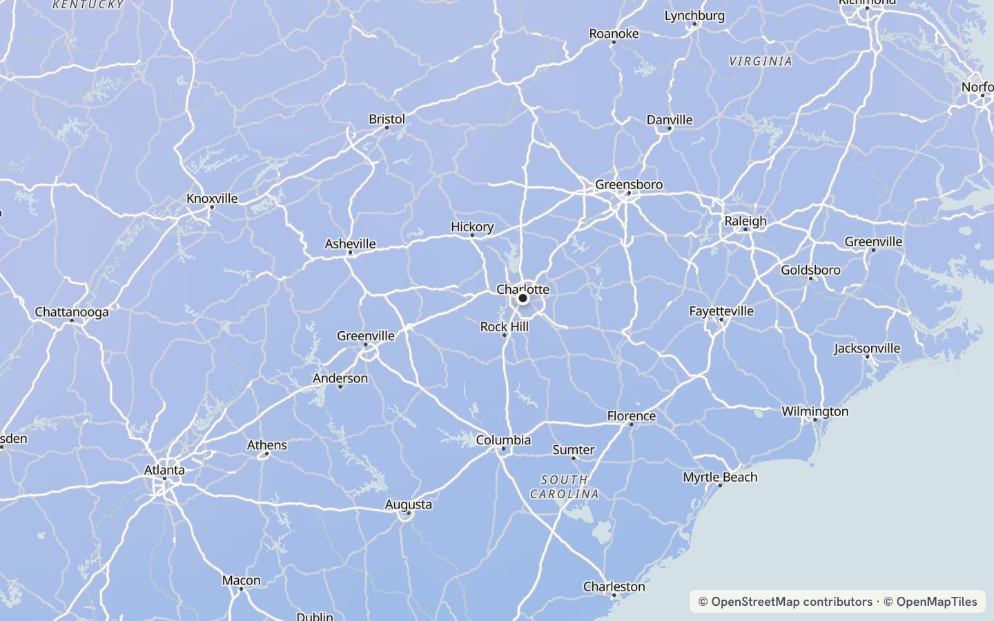 Comfort map around Charlotte: 32 just-right days a year