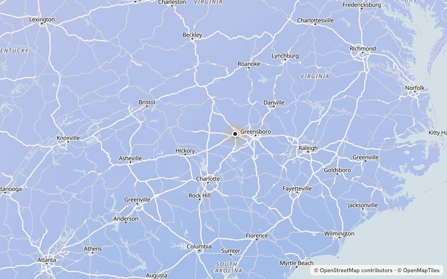 Comfort map around Winston-Salem: 30 just-right days a year