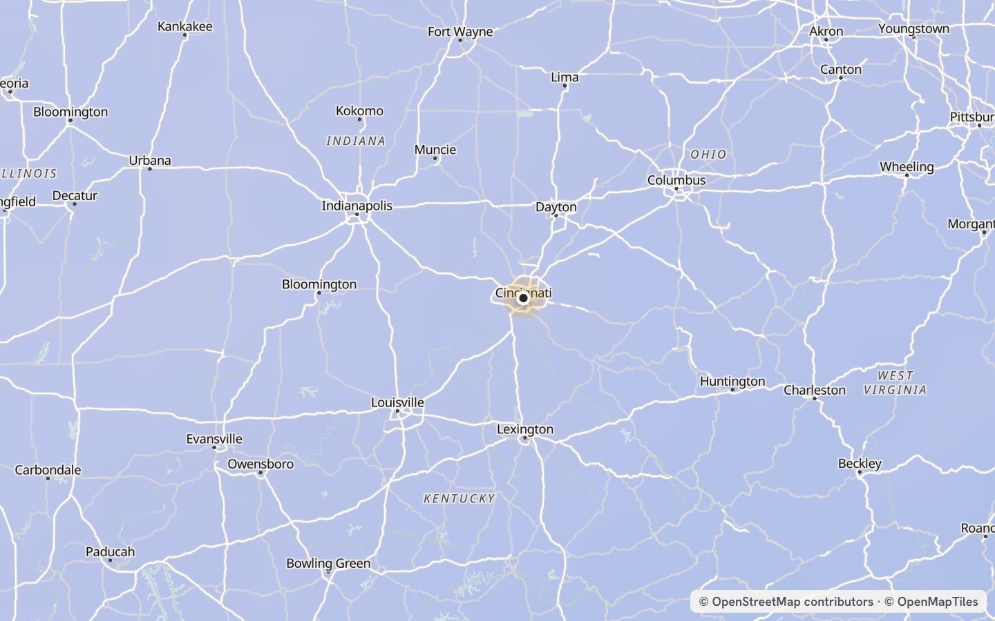 Comfort map around Cincinnati: 23 just-right days a year