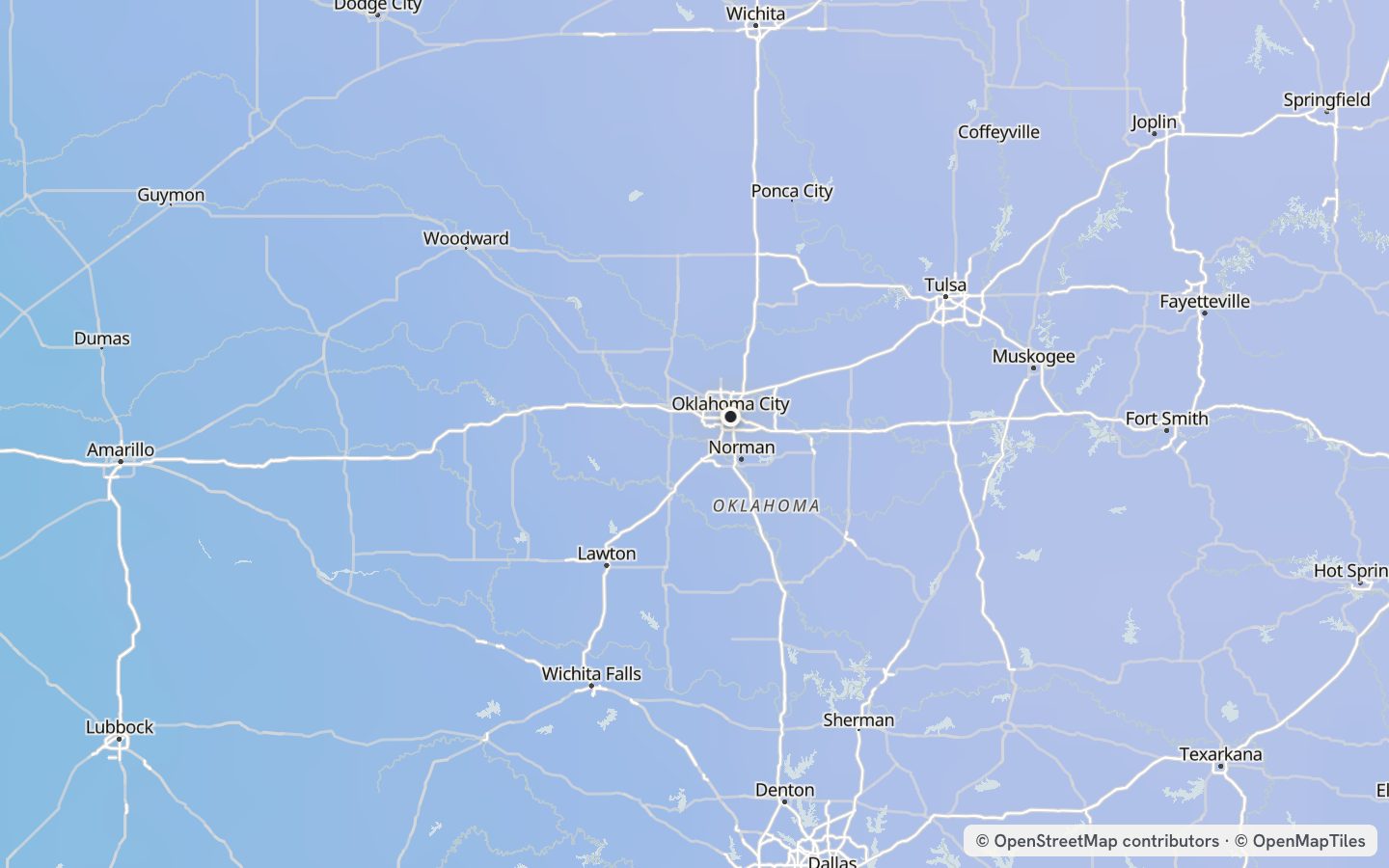 Comfort map around Oklahoma City: 32 just-right days a year