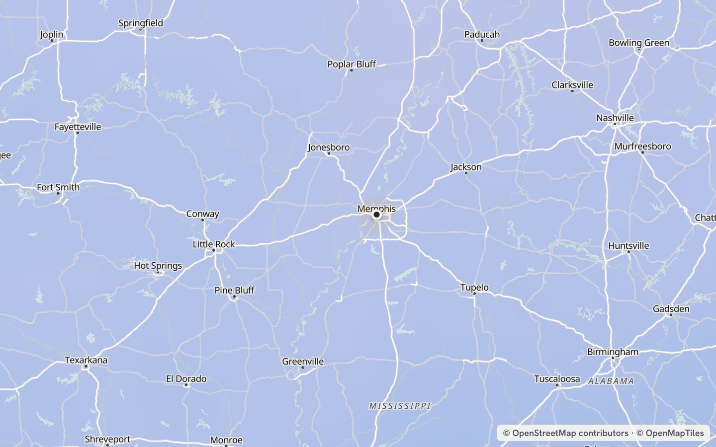 Comfort map around Memphis: 25 just-right days a year