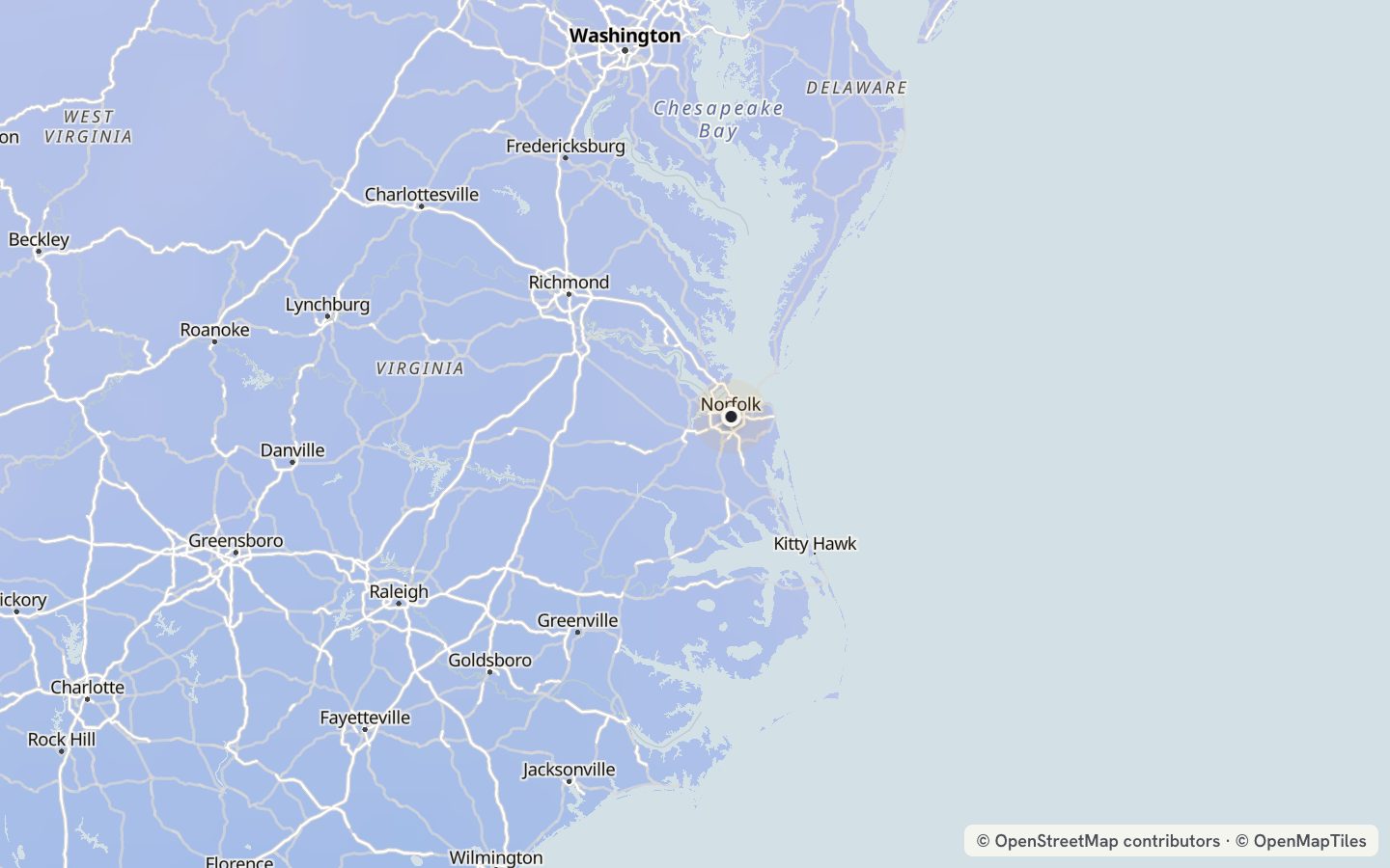 Comfort map around Norfolk: 27 just-right days a year