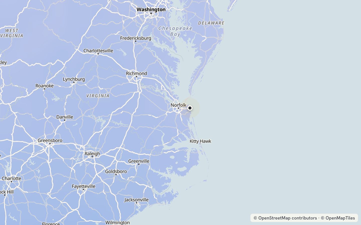 Comfort map around Virginia Beach: 25 just-right days a year